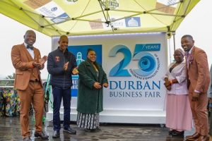 A panel of Durban Business Fair success stories shared their journey of how the platform and other support provided by the eThekwini Municipality elevated their businesses. These business owners included (from left) Nkazimulo Ngidi of Amabheshu Innovators, the co-founder of Afromed Medical Services, Sthembiso Ngubo, Agnes Mhlongo of Switched On Trade CC and House of St Luke founder, Mxo Mkhize
