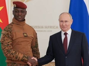 On left is Burkinabé President Ibrahim Traoré with his Russian counterpart president Vladimir Putin